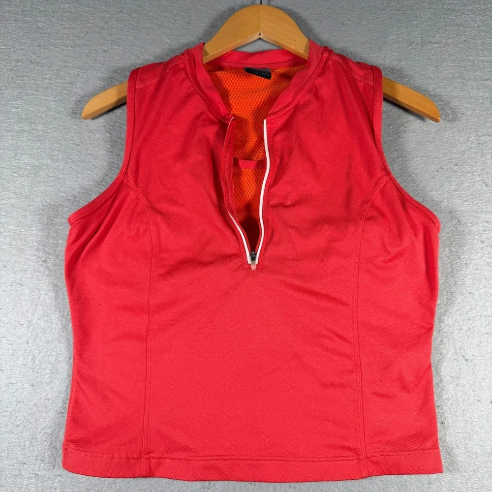 Vintage Nike Womens Dri-FIT Half Zip Sleeveless Tennis Golf Top Red XL U31102KHM